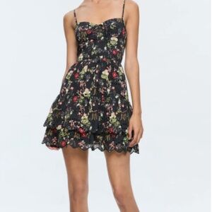 Alice + Olivia Black Dress with Floral Accents